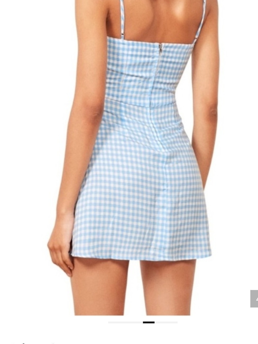 Reformation Presley Blue White Gingham Spaghetti-Strap Mini Dress Size 4 - Picture 3 of 4